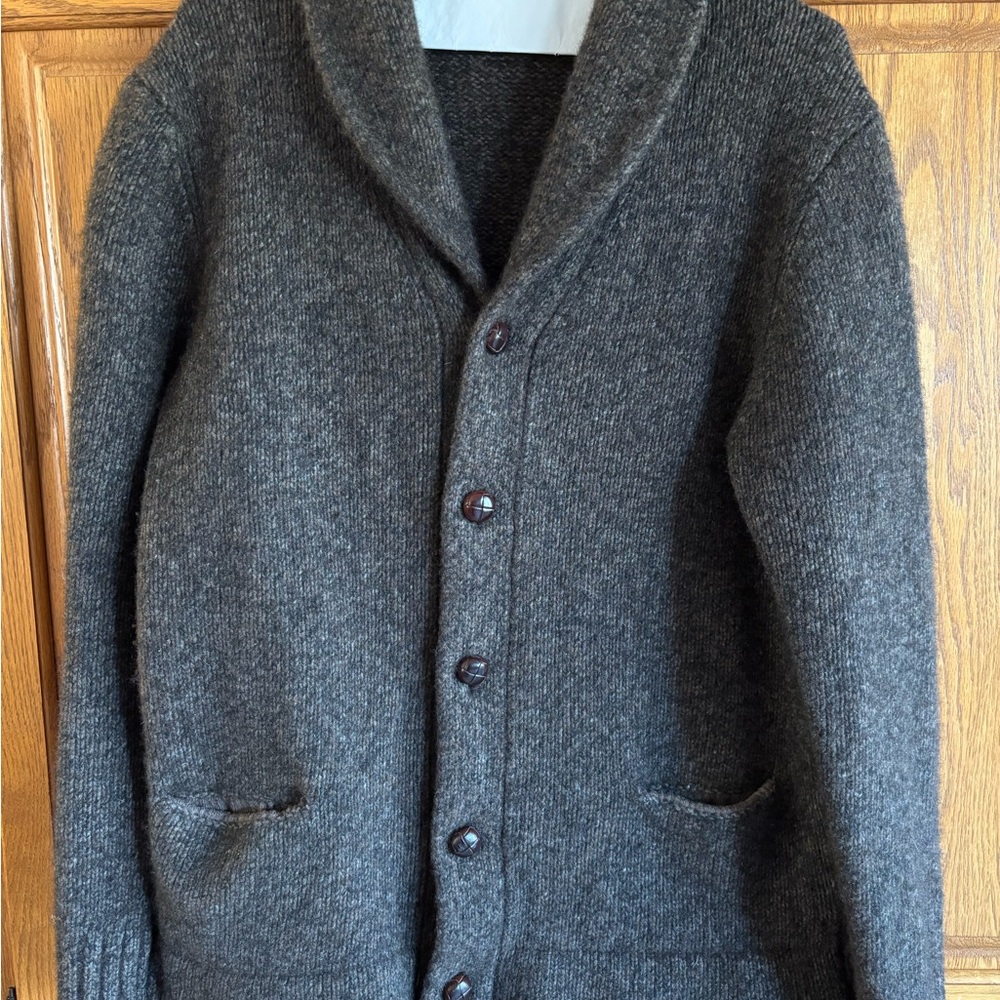 Vince Dark Brown Wool Blend Shawl Collar Cardigan - Picture 3 of 11